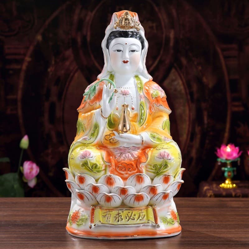 Guanyin Buddha Statue Craft Ornament Ceramic South Sea White Jade Guanyin Bodhisattva Guanyin Statue Home Porcelain Factory