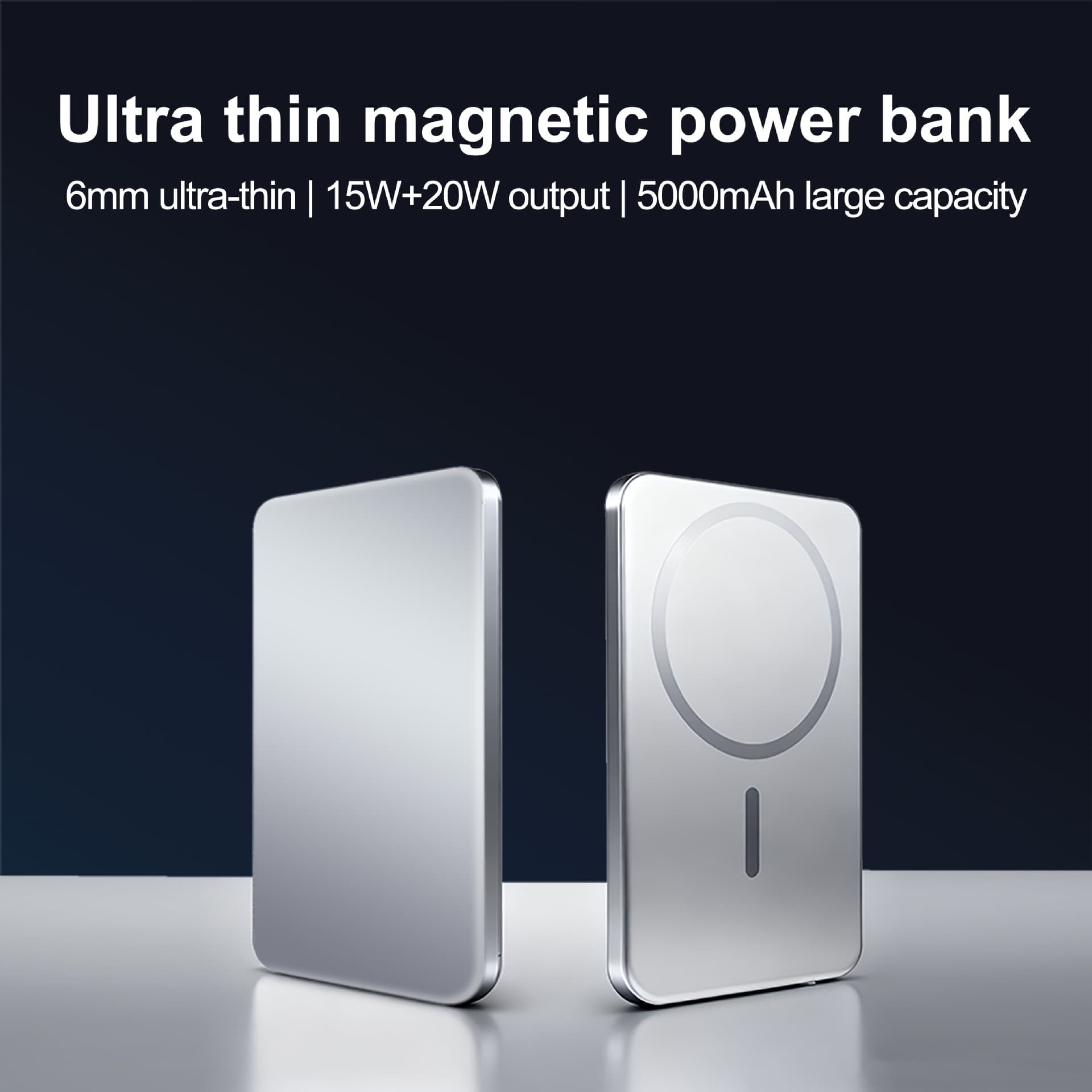 6mm ultra-thin magnetic power bank 5000mah large capacity 20w fast charging suitable for iphone17 external battery