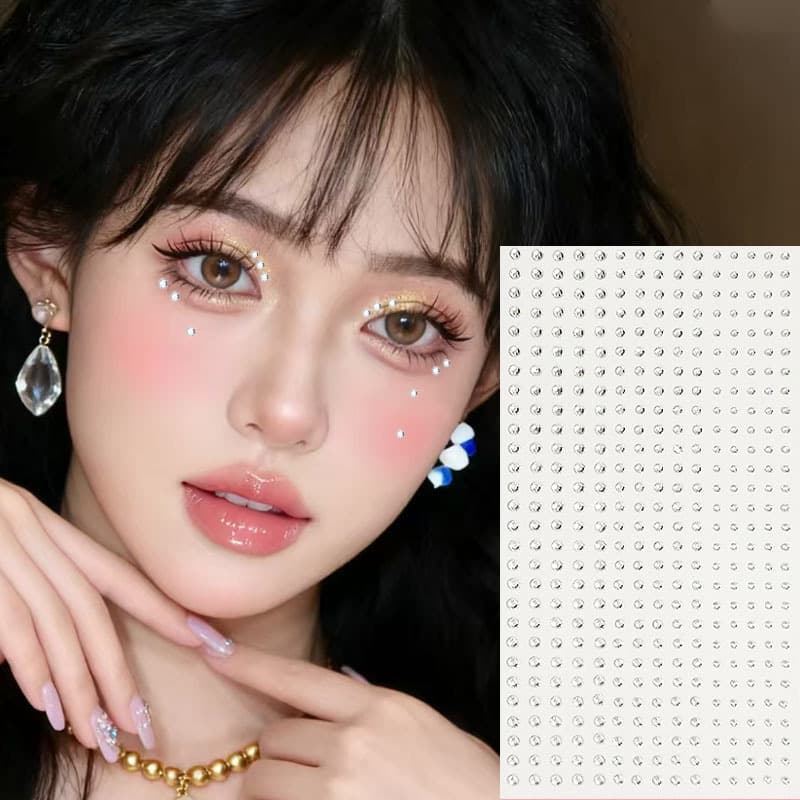 Face Diamond Stickers No Glue Sparkly Rhinestone Bling Kids Face Makeup Stickers Stage Costume Face Decor