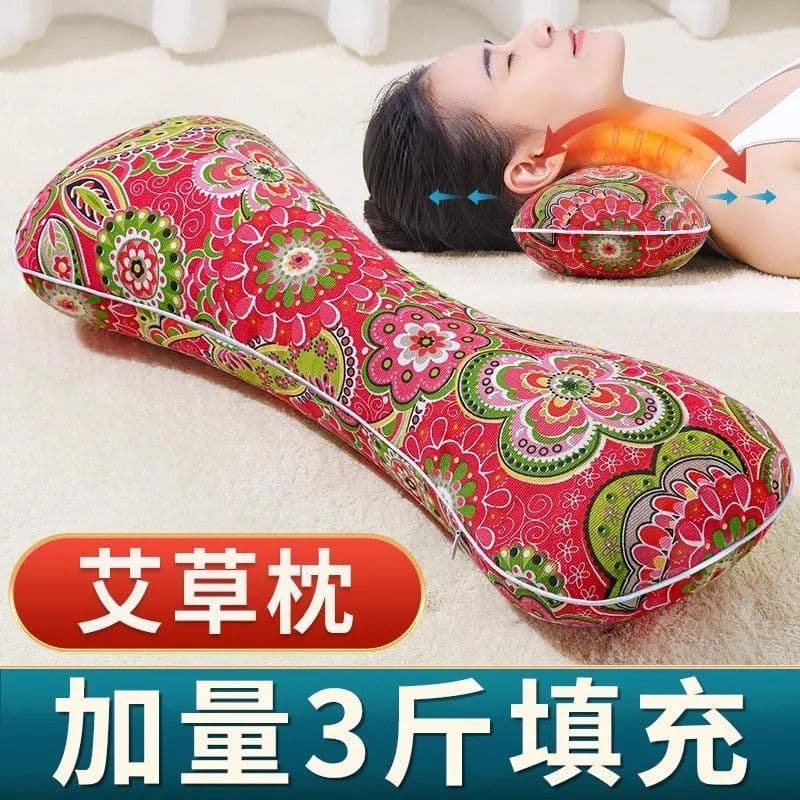 Mugwort Cervical Pillow for Neck Support, Sleep Aid, Adult Pure Mugwort Bone Pillow, Breathable, Removable and Washable