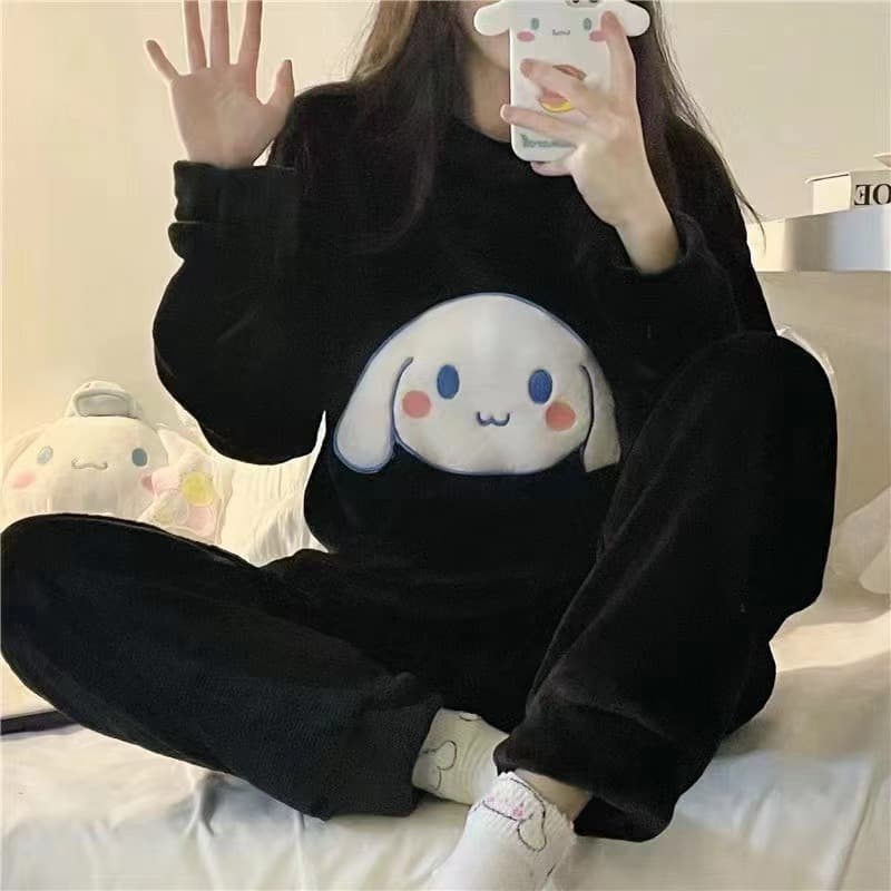 Trendy New Bear Coral Fleece Pajamas for Girls Autumn Winter Cute Sweet Flannel Homewear Set Wholesale