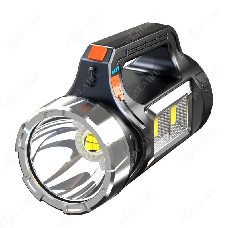 Outdoor High-Power Solar Searchlight Portable Handheld Flashlight Super Bright Rechargeable Home Use Mining Lamp Waterproof for Field