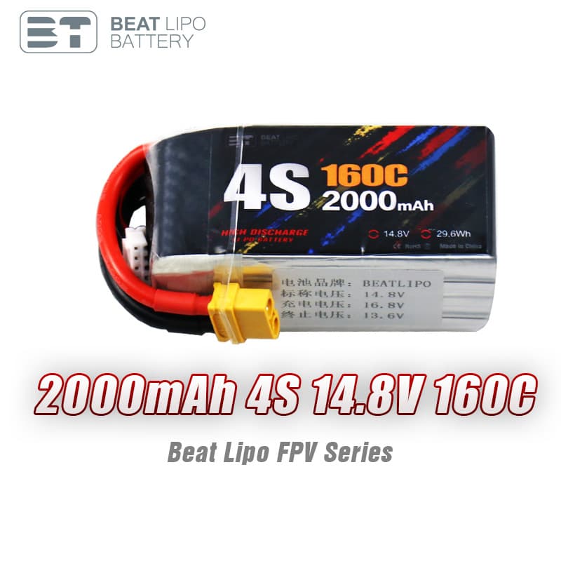 BT 2000mAh/4S/14.8V/160C LiPo Battery for FPV Racing Drones