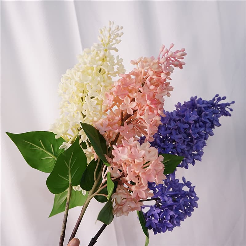 High-quality hand-feel lilac rally flower artificial flower living room bedroom decoration oil painting style soft rubber lilac flower