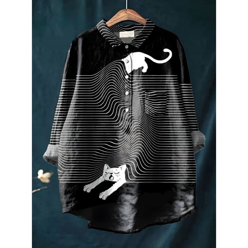 2025 New Independent Station European and American Cross-border Casual Long-sleeve Shirt Animal Print Hawaii Long-sleeve Cross-border Shirt