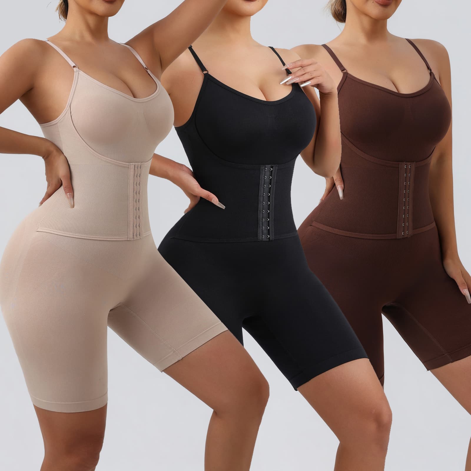Cross-border plus-size bodysuit with tummy control and waist slimming, button-down shapewear, women's flat-leg suspender corset bodysuit