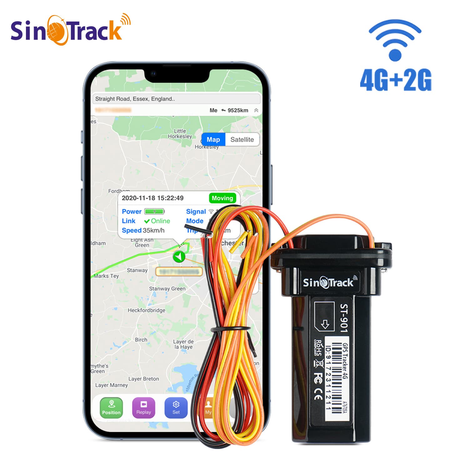 Waterproof ST-901L 4G+2G GPS Car Tracker Electric Vehicle Locator Automotive Anti-Theft Tracking Device ABS Plastic Built-In Antenna