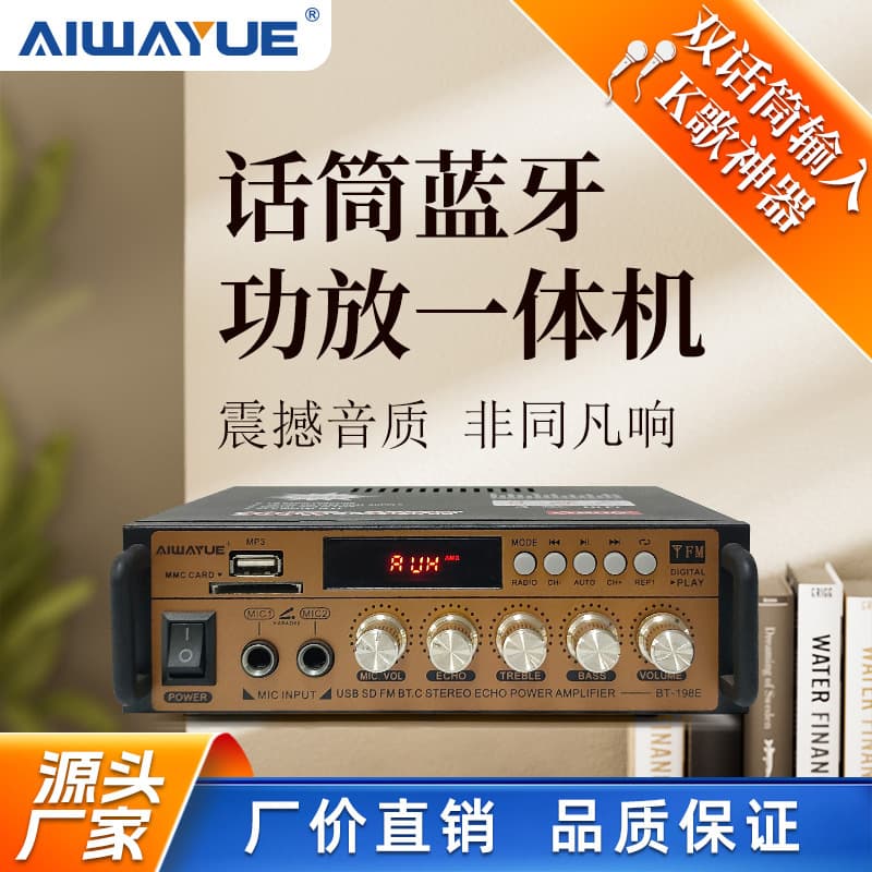 BT-198E Microphone Bluetooth Amplifier All-in-one Card U Disk Radio Power Amplifier Bluetooth Speaker