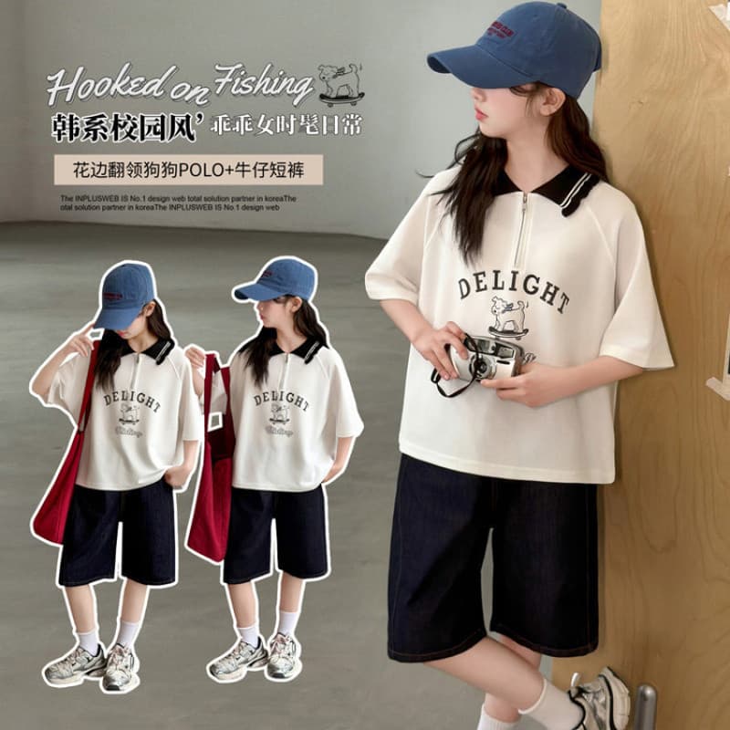 Zhili Children's Clothing Girls Polo Shirt Summer Style 2026 New Children's College Style Summer Clothes Medium and Large Children's Style Short Sleeves