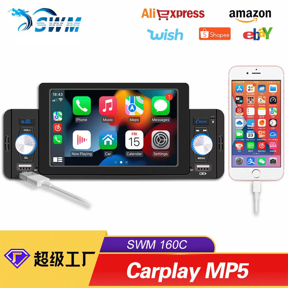5-inch Car MP5 Player Bluetooth Reverse Camera MP4 Radio Wired/Wireless CarPlay