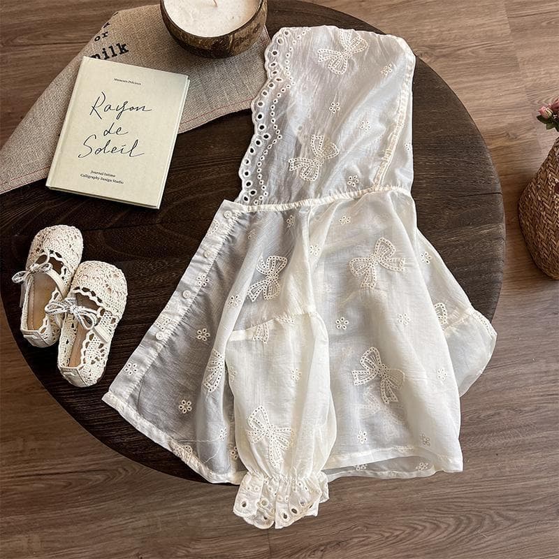 Forest-style girls' sun protection jacket, summer 2024 new style, thin ice silk, lightweight and stylish for baby girls.