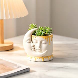 Moon Face Vase Decoration Ornament Resin Epoxy Mold, DIY Succulent Pot Pen Holder Storage Silicone Mold
