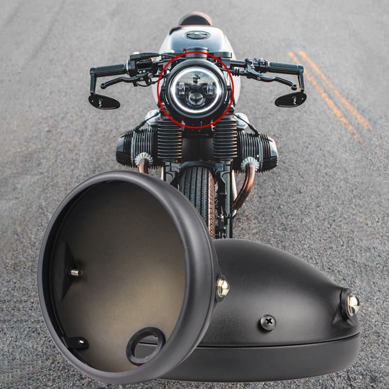 7-inch Metal Motorcycle Headlight Shell Vintage Harley Modified Headlamp Shell Retro Motorcycle Lighting Accessories