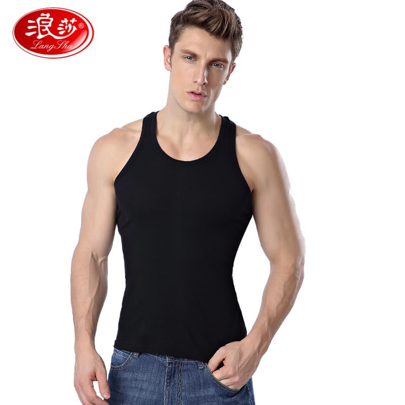 Langsha vest men's summer cotton youth slim breathable bottoming solid color men's sports fitness vest wholesale