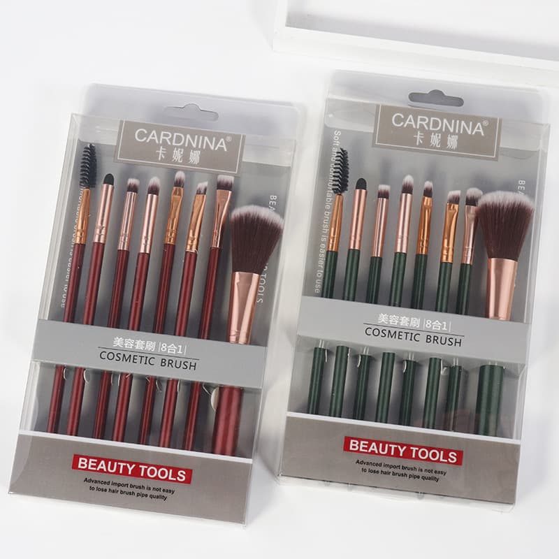 Delicate 8-Piece Makeup Brush Set Beginner Foundation Powder Eyeshadow Beauty Concealer Brush Cosmetic Tools Long Handle