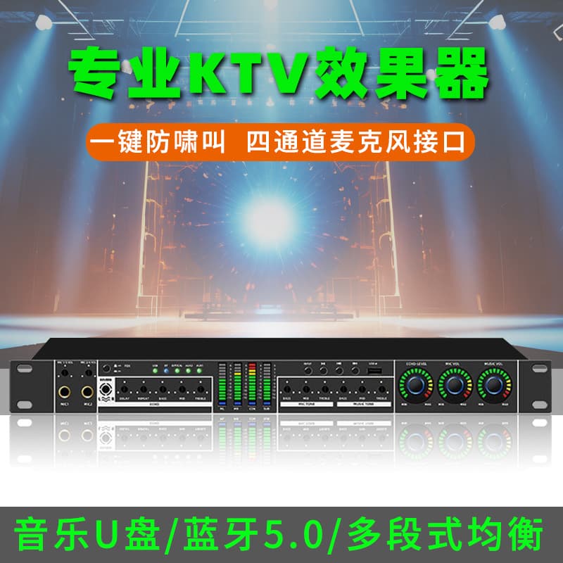 Professional Audio Effect Unit Karaoke Reverb Vocal Anti-Squeal Equalizer Effect Unit Preamp KTV Audio Processor