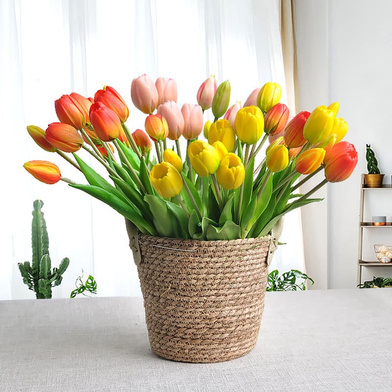 Tulip Artificial Flower, Soft Touch Glue, 5 PE Latex Silicone, Home Living Room Decoration, Simulated Tulip Fake Flower