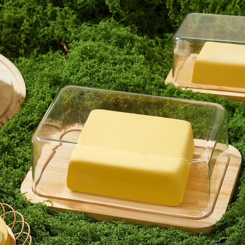 Rectangular Cheese Butter Dish Cheese Box Storage Fresh-Keeping Container Cake Dessert Bread Snack Plate with Lid