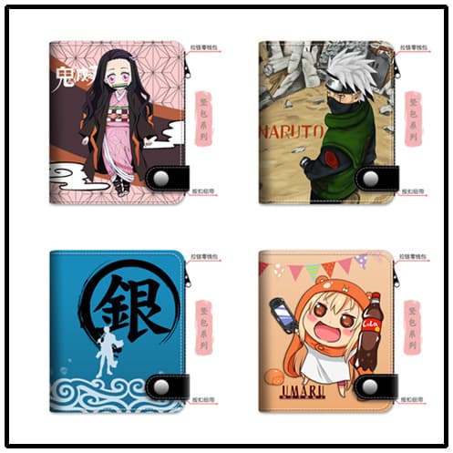 Bundle*3 Vertical Pack] Cross-border Anime Supply Manufacturer Promotion Naruto Wallet with Zipper Coin Purse Card Holder