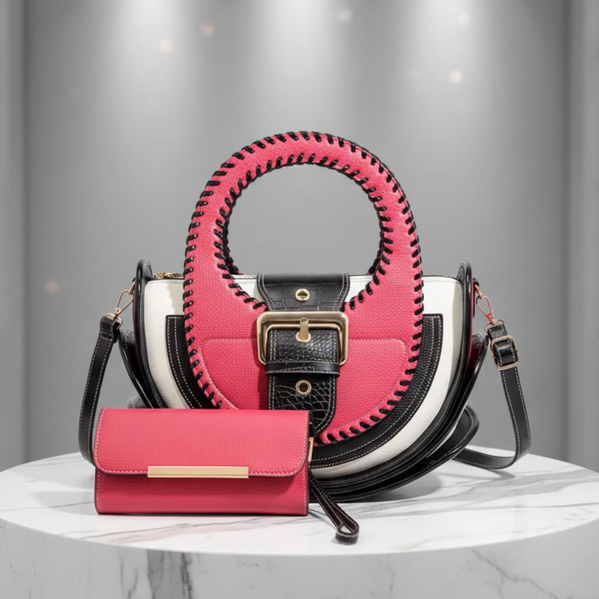 Cross-border Fashion Color-Block Women's Bag Large Capacity European and American Handbag Guangzhou High-Quality Hot-Selling ladies handbag