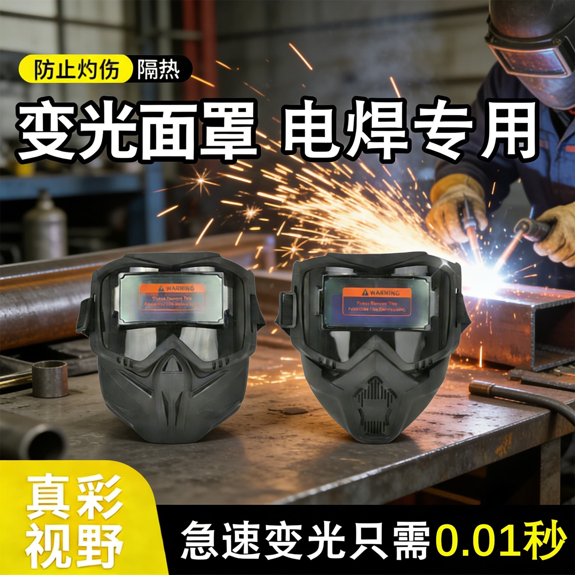 Harley automatic darkening mask welder head-mounted anti-glare welding protective mask removable split welding helmet