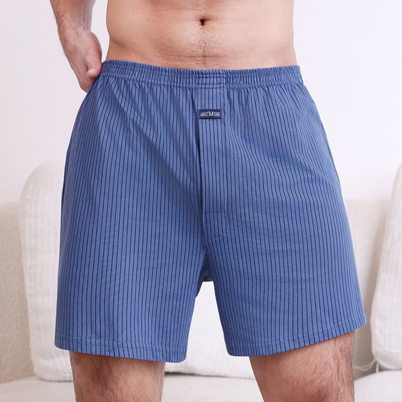 Men's Loose Fit Cotton Boxer Shorts, High-Waist Comfortable Home Sleep Shorts, Thin Four-Corner Shorts