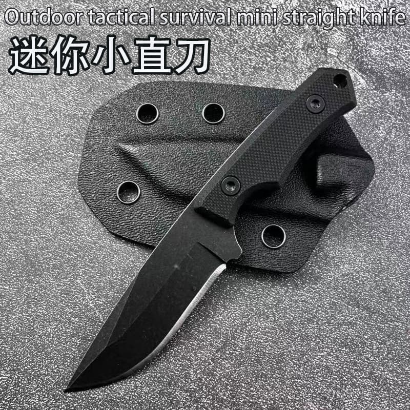 Cross-border Mini Straight Knife with Integrated K-Sheath, Portable Handle Meat Knife for Camping, Travel, Outdoor Survival Tactical Knife