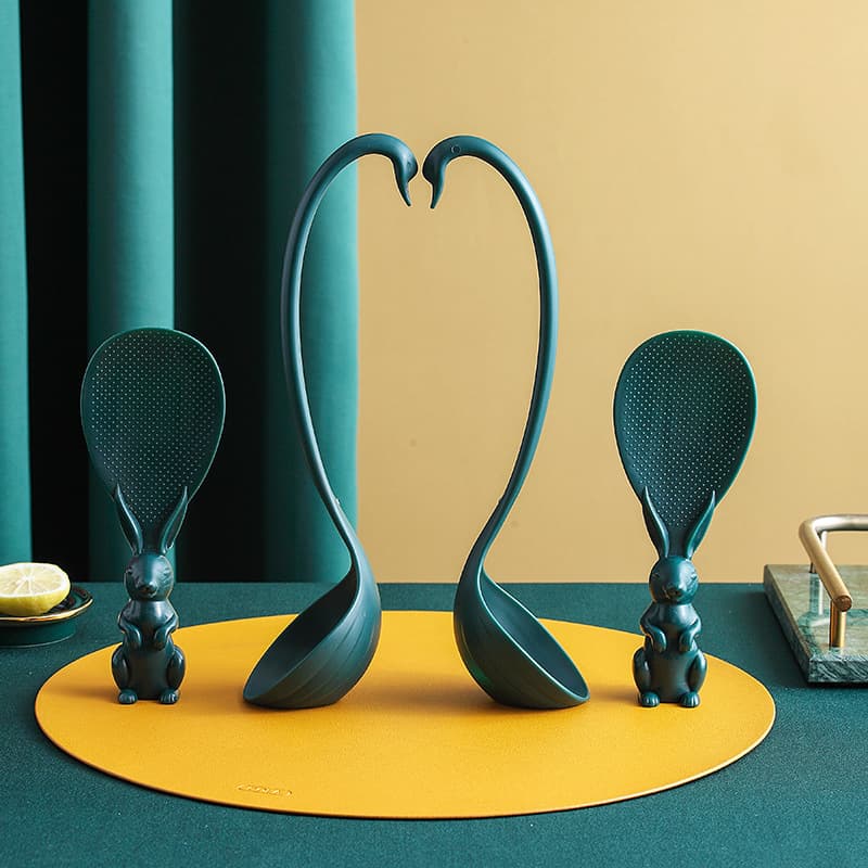 Household Kitchen Cute Rice Spoon Soup Spoon Standing Rice Shovel Long Handle Large Size Spoon Tableware Storage Chopsticks Holder Set