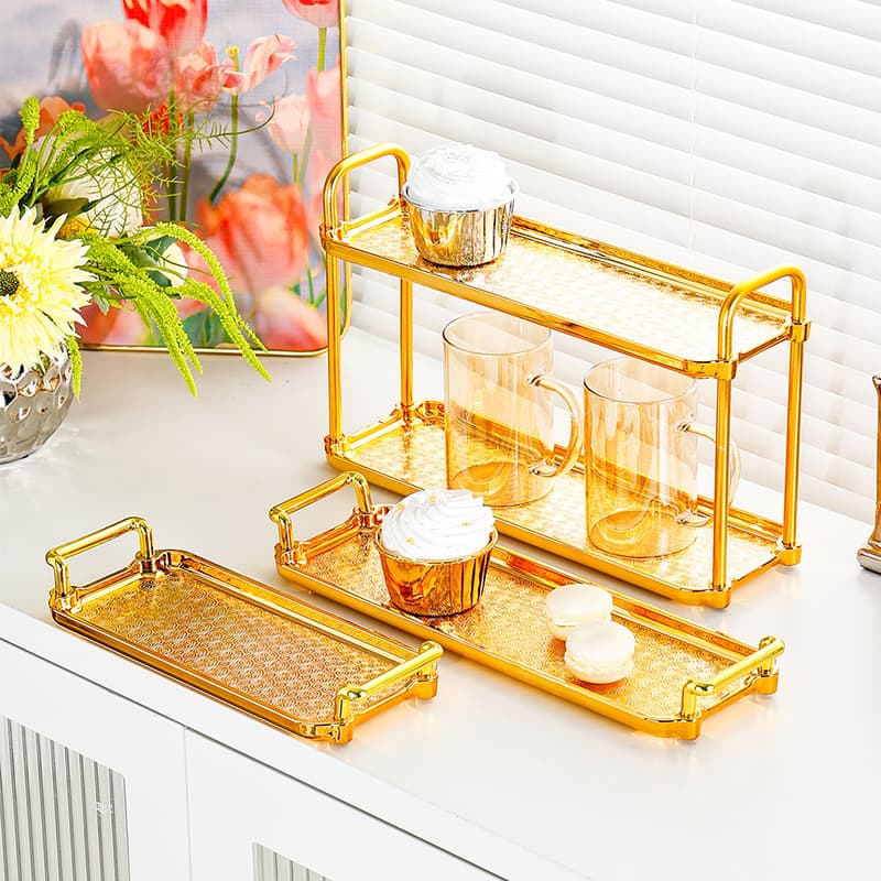 Cross-border Middle Eastern cup storage rack drain double-layer home desktop water bar water cup holder tray coffee cup