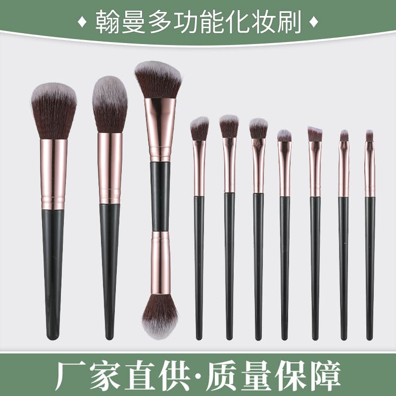 A set of 10 makeup brushes, eyeliner, eye shadow, loose powder, foundation, blush, concealer brush, full set of brushes, portable cross-border