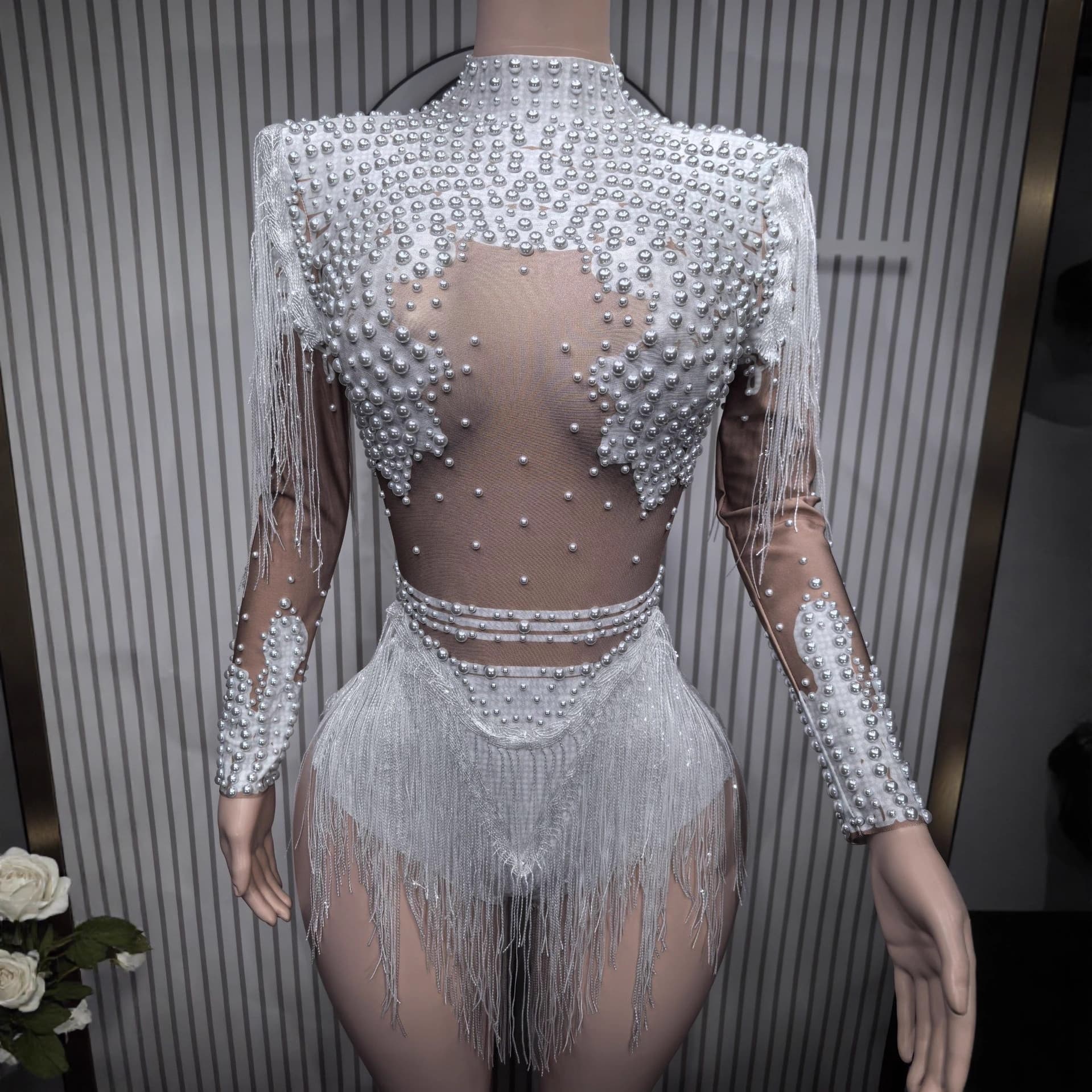 Tassel Latin Dance Competition Dress, TikTok Live Performance Talent Dress, Party Stage Outfit, Sexy Trendy Style