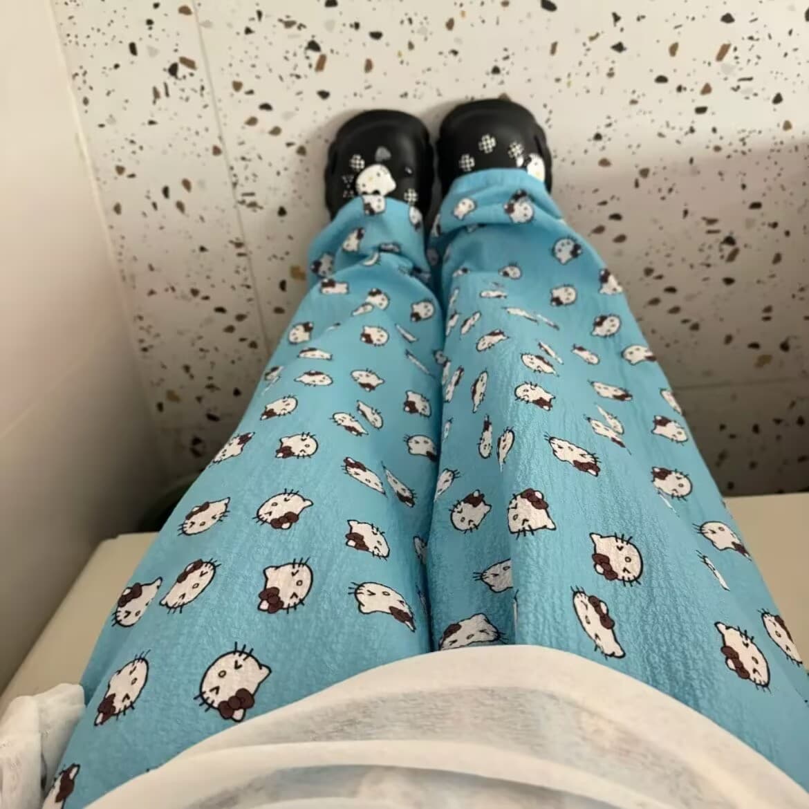 New Bubble Cotton Casual Pants Sleep Pants Lounge Cartoon Ins Thin Loose Wearable Outdoor Summer Pants