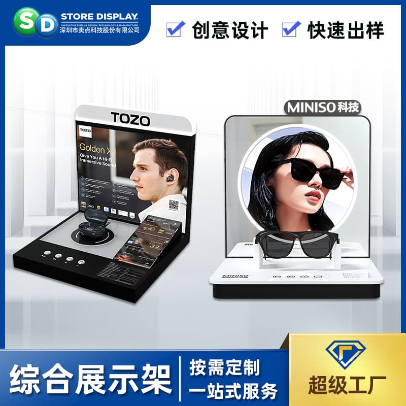 Custom Smart Glasses Display Stand Acrylic L-Shape Smart Sensor Anti-Theft Desktop Promotional Stand