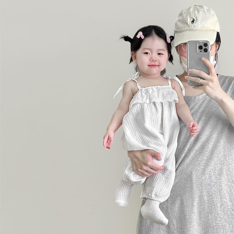 Baby Summer Romper, Fashionable and Cute Crawling Suit for Girls, Sweet and Adorable Summer Outfit, Casual Sweet Spaghetti Strap Bodysuit