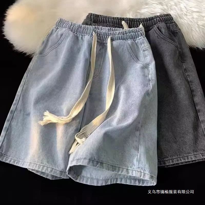 2026 Spring Summer New American Retro Men's Denim Shorts Casual Loose 5-Inch Shorts