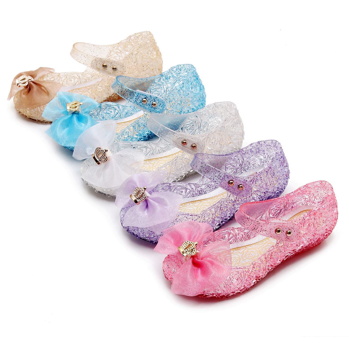 Summer Frozen Girls Princess Shoes Cinderella Bow Soft Sole Sparkle Children's High Heel Sandals Cross-border