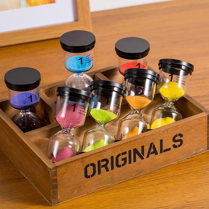 Factory wholesale black-capped hourglass timers (1/3/5/10/15/20/30/45/60 minutes) - creative gift hourglasses