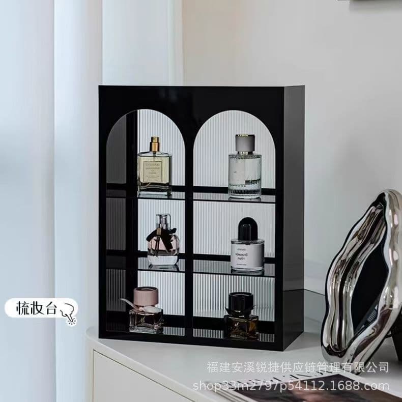 Arched display shelf, multi-layer storage cabinet, cosmetic desktop iron acrylic cup holder, storage rack