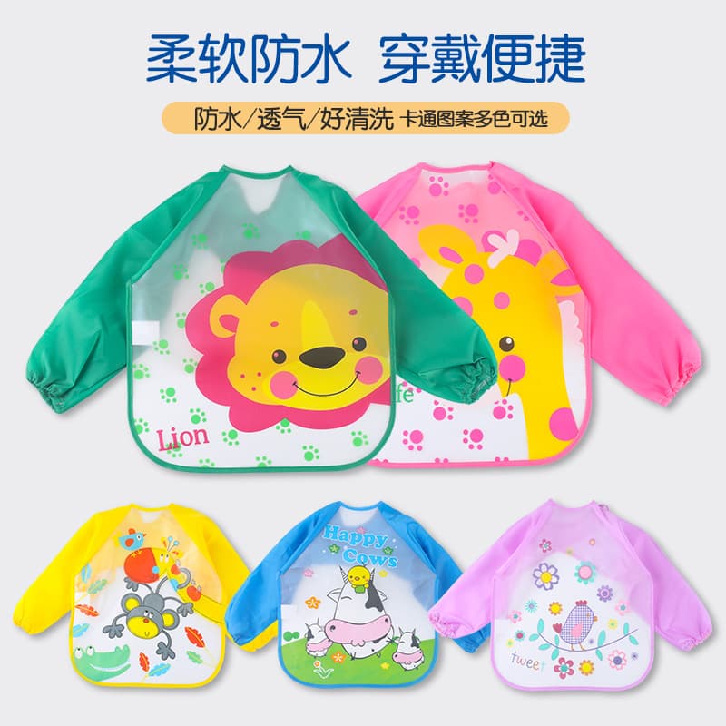 Manufacturer EVA Children's Waterproof Coverall, Eating Bib, Toddler Art Smock, Long Sleeve Reversible Apron, Anti-Dirty Bib, Stain-Proof