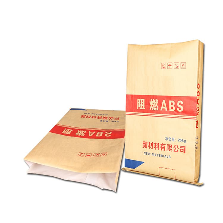 Center-Seam Kraft Paper Woven Bag 25kg Flame-Retardant ABS Chemical Packaging Paper-Plastic Three-Layer Composite Bag