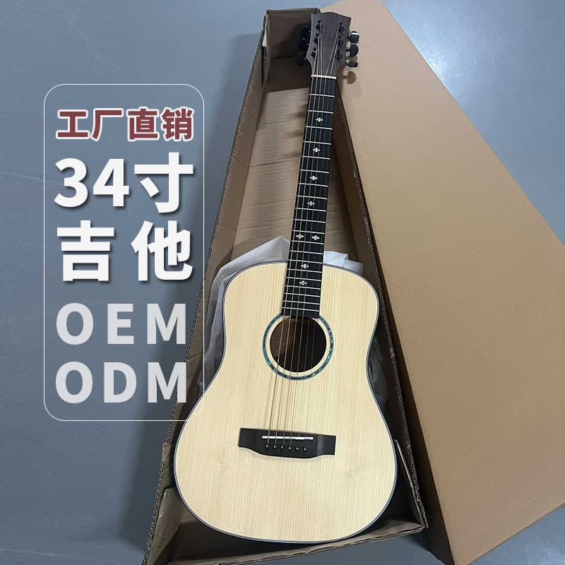 34-inch Folk Round Body Practice Guitar, Solid Top Entry-Level Round Cutaway Guitar Wholesale GUITAR
