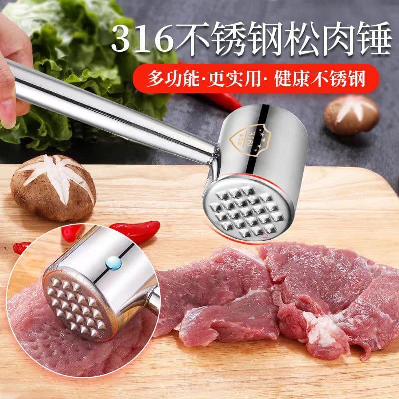 304 stainless steel meat tenderizer hammer for home use, steak pounding tool, commercial-grade tenderizing and fiber breaking implement