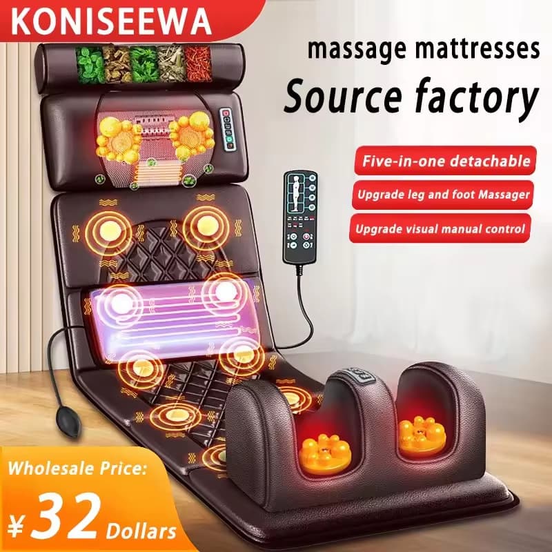 Multi-functional Automatic Full-Body Massage Mattress for Home Use with Electric Massage for Shoulders, Cervical, Waist, Back, and Legs Drop Shipping