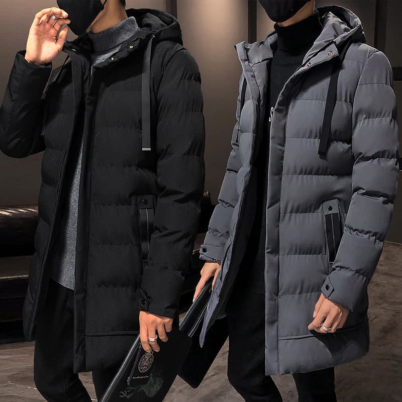 Mid-Length Cotton Coat for Men Winter Jacket 2023 New Thick Hooded Cotton Padded Coat Korean Trendy Style Down Cotton