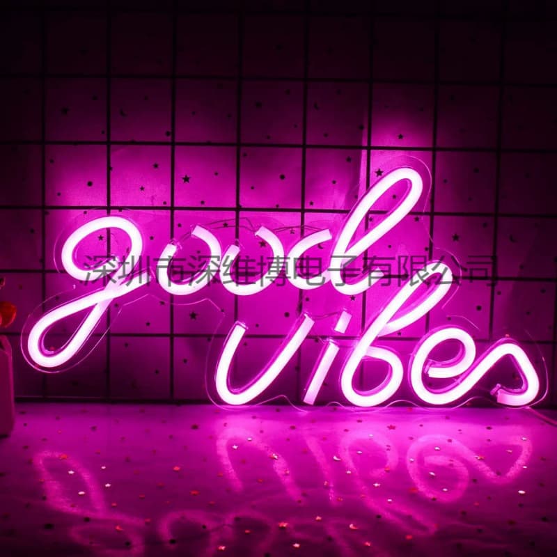 Cross-Border New Good Vibes LED Backlit Neon Lights, Home Decoration Lights, Indoor Atmosphere Lights, Styling Lights