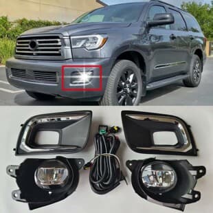 Fits Toyota Sequoia Fog Light Assembly 2018-2021 Sequoia Specific LED Fog Light Chrome Fog Light Frame