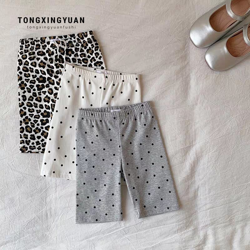 Girls' pants, summer elastic cycling pants, children's quarter pants, baby girl's thin outer shorts, children's clothing leggings
