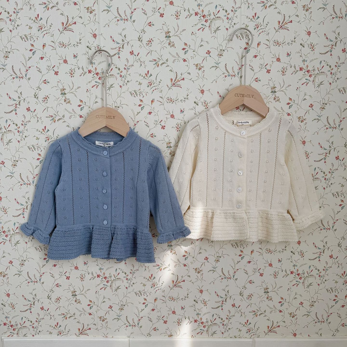 Cutemily Spring Cross-Border Baby Girl Jacquard Cardigan Knit, Cute Ruffle Edge Cardigan Knit Jacket for Baby Girl
