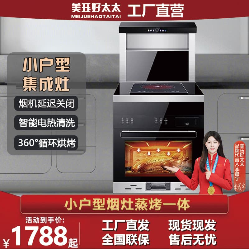 Single Burner Integrated Stove Apartment Rental Compact All-in-One Stove with Steam Oven Disinfection Cabinet Induction Cooker Integrated Stove