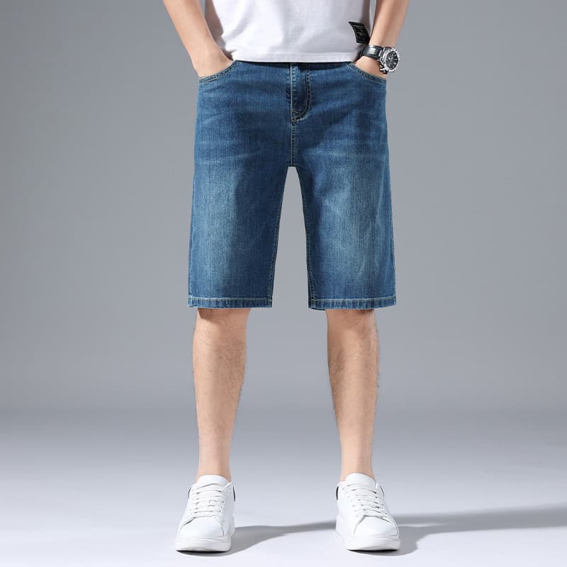 Men's 2025 New Style High-End Cotton Denim Shorts, Slim Fit Straight Leg, Five-Point Pants, Summer Thin Casual Mid-Length Pants